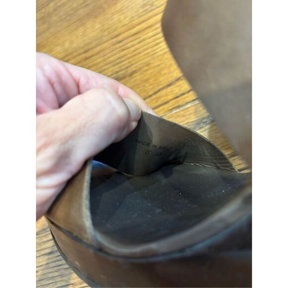 DIANE VON FURSTENBERG Opal Sandal Wedge Wooden Sandal Mink Brown - Picture 9 of 10